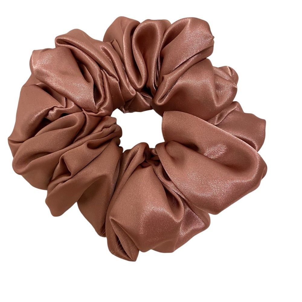 Poly Satin Hair Scrunchie. Pink. Medium